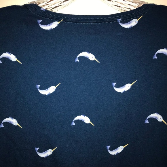 Old Navy “Softest Tee”, navy blue with narwhal print - Picture 4 of 6
